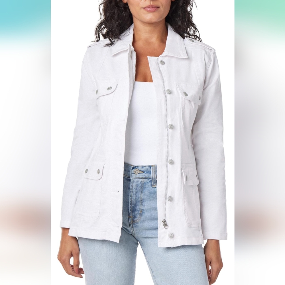 Kensie Utility Jacket White Fitted Design